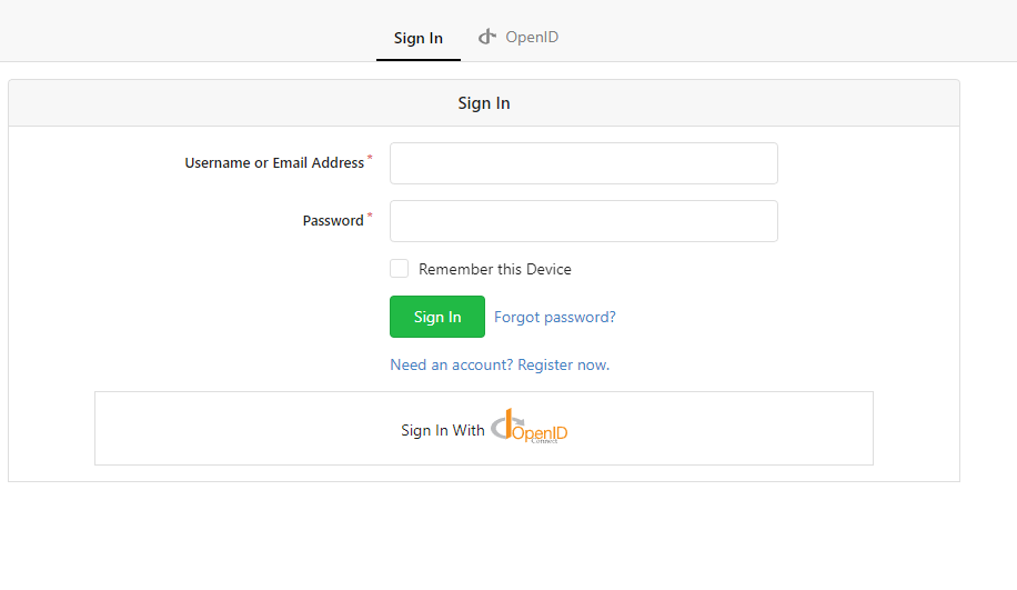 Gitea login page